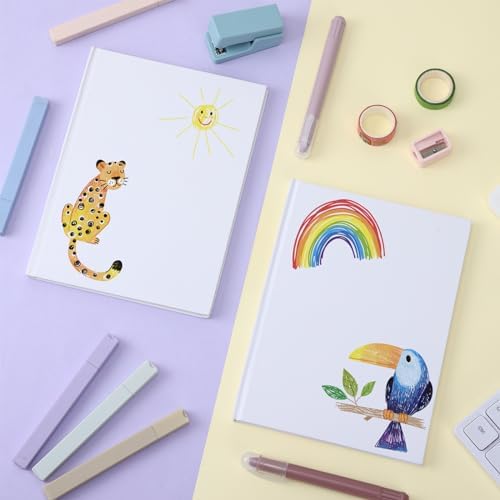 EOOUT 6 Pack White Hardcover Blank Book 6x8 Inch, 40 Pages Hardcover Blank Book for Kid to Write Stories Draw Sketch, Unlined Thick Perforated Pages
