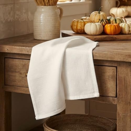 Flour Sack Towels | Tea Towel for Crafts | Kitchen | Dish | Cotton Blank Towel for Embroidery | Baking Bread Proofing Linen Cover | Thick Absorbent Quick Dry | 2 Pack 28"x28" Natural