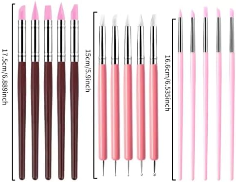 15 PCS Pink Clay Sculpting Tools Set, Professional Silicone Brushes & Dotting Tools Kit for Polymer Clay, Air Dry Clay, Pottery, Modeling & Crafting