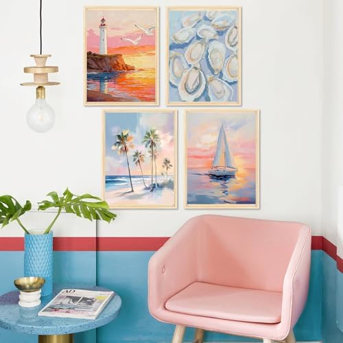 4Pack Beach Diamond Art Kits for Adults, Diamond Painting Kits for Beginner