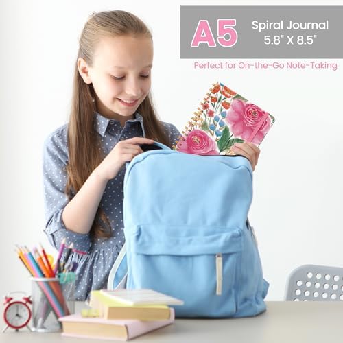 Lined Spiral Journal Notebook, A5 College Ruled Notebook for Note-Taking
