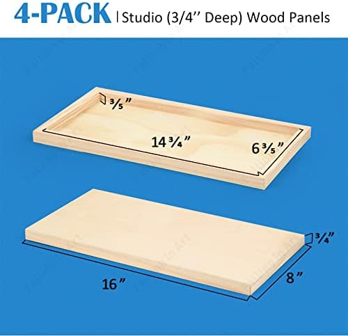 Falling in Art 4 Pack 8x16’’ Unfinished Birch Wood Panels Kit for Painting