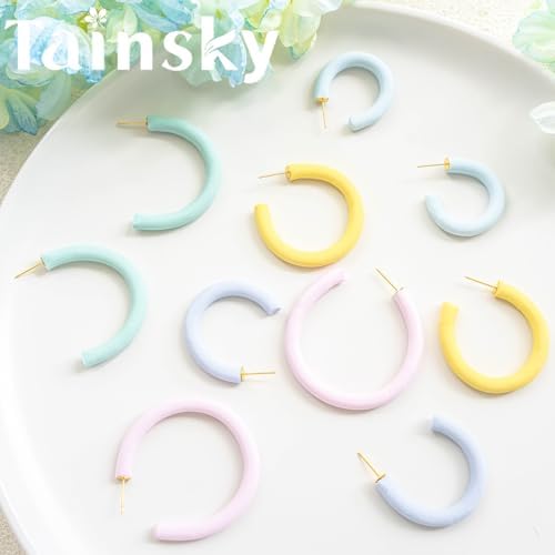 Tainsky Hoop Earring Guide Polymer Clay Cutter, 5 Sizes Round Hoop Earring Guide for Polymer Clay Earrings