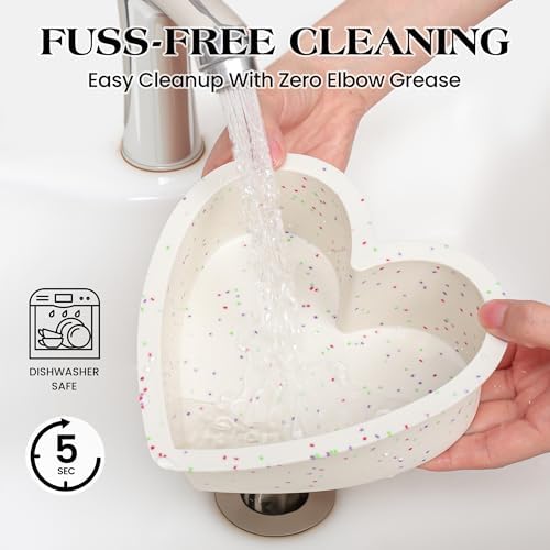 8 Inch Heart Shaped Silicone Cake Pans, Cream