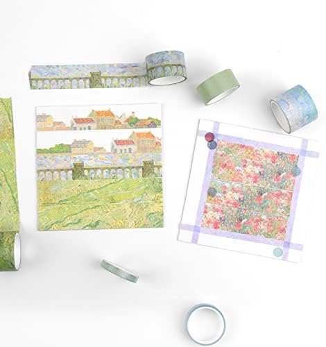 Dizdkizd Floral Green Washi Tape Set, 20 Rolls Cute Seasonal Masking Tape Aesthetic Journaling Supplies for Planner Scrapbooking Calendar Card Making