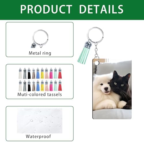UJL 120pcs Sublimation Blanks Keychains Double Side Rectangle Blank Keychains With Tassels For Sublimation Keychain Blanks