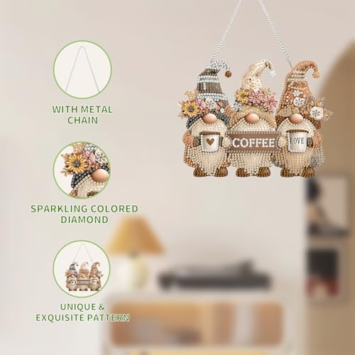 AIBOERL Diamond Art Kits for Adults, Gnome Acrylic Hanging Suncatcher