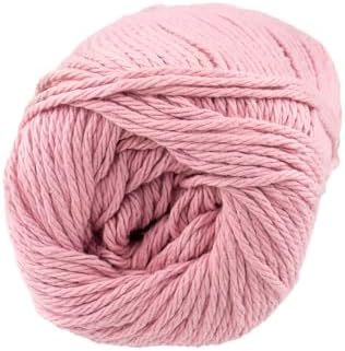 Craft County 100% Cotton Yarn Medium (Size 4) – Weaving, Knitting, and Crochet – Rose Pink (120 Yards)