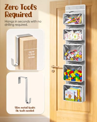 Over the Door Organizer, Hanging Craft and Art Supply Storage, Grey