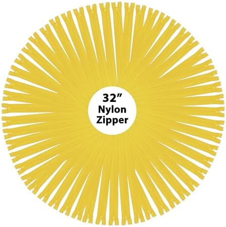 Mandala Crafts 40 Mustard Yellow Closed-End 32" Nylon Zippers for Sewing