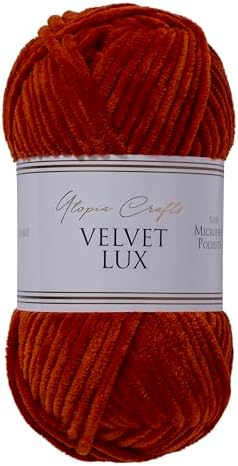 Velvet Lux Chenille Yarn for Crocheting and Knitting, 2 Pack Bulk Chunky Yarn, Super Soft Velvet Yarn for Amigurumi, Baby Blankets & Home Decor — 100g/120yds per Skein (Dark Orange)