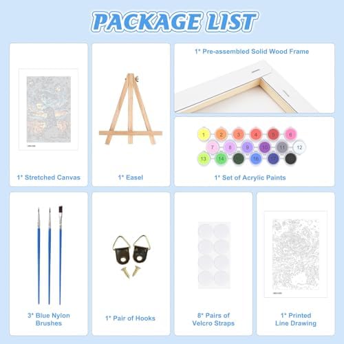 KEYIFA Paint by Numbers for Adults on Framed Canvas - with Wooden Easel, Starry Sky Painting by Number Kit for Beginners, DIY Labrador Acrylic Paint-by-Number Kits for Home Wall Decor (8x12 inch)