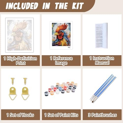 XTCIXAL Paint by Numbers Kit for Adults, Chicken - 16X20 Inch