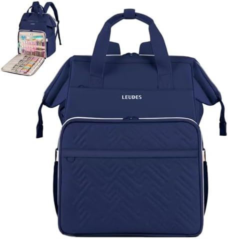 Leudes Crochet Bag Backpack for Yarn Storage Tote Travel Large Knitting Bag