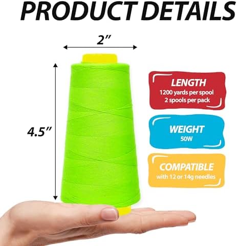 Mandala Crafts Lime Green Mercerized Cotton Thread Cone for Sewing Quilting
