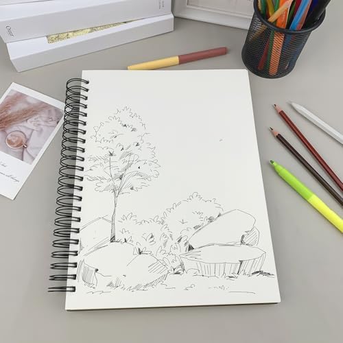 DSTELIN Hardcover Sketchbook, 100 Sheets Spiral Bound Sketch Pad (100 GSM Sketch Paper), 9" x 12" Drawing Paper Pad for Marker, Painting, Drawing and Sketching