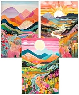 EIBEILI 3-Piece Square Adult Diamond Art Set,Mountains Diamond Painting Kit, 5D Diamond Art Kit DIY Diamond Dot Gemstone Artist Home Wall Decor,12x16 inch
