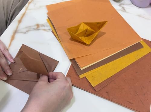 Natural Fiber Mulberry Tree,Banan Bark 6 x 6 Inches Square Origami Paper Arts Folding Craft, Decoration Paper,Writing Painting Square Folding Paper for DIY Crafts, 50 Sheets (Brown Tone, 6 x 6 Inch)