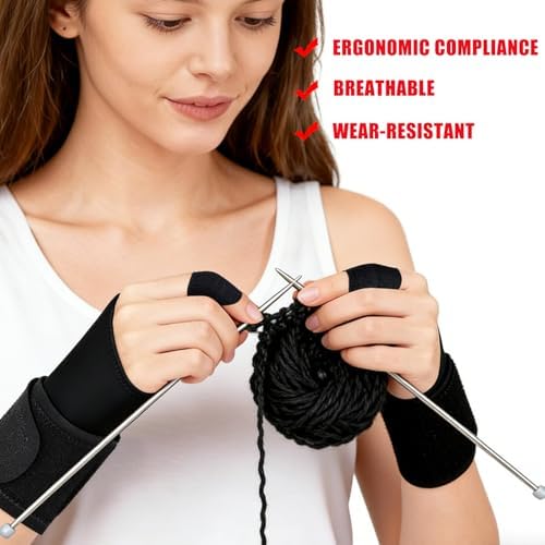2 Pack Ergonomic Crochet Hooks Gloves with 10 Pack Finger Sleeves Crochet Accessorie for Crochet Supplies for Crocheters