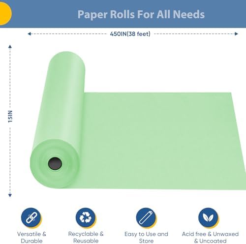 Light Green Wrapping Paper, 15"x450" Kraft Bulletin Board Decorative Paper