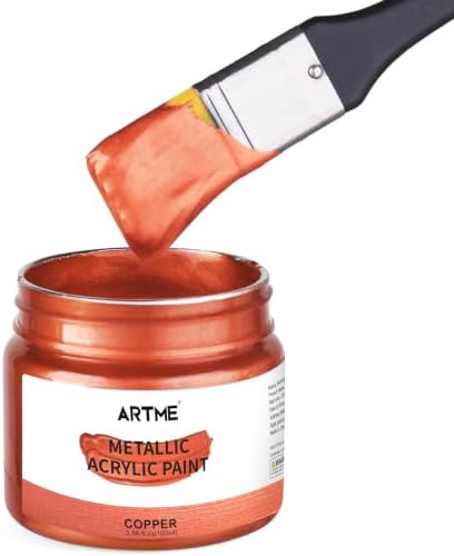 ARTME Metallic Copper Acrylic Paint, 3.38oz/100ml Copper Leaf Paint, Non Toxic, Non Fading Craft Paints for Metal, Wood, Clay, Fabric, Canvas, Furniture, Handcrafts, Art Supplies