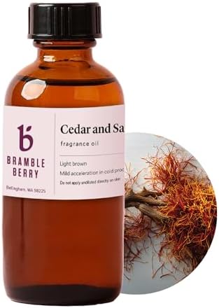 Bramble Berry Cedar and Saffron Fragrance Oil 2 oz | Rich Woodsy Scent with Patchouli, Sandalwood, Spices & Musk for Candle Making, Soap, Beard Oil & Lotion, Skin Safe, Vegan, Paraben & Phthalate Free