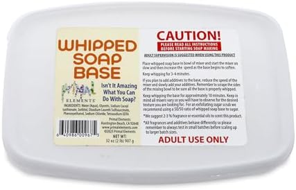 Primal Elements Whipped Soap Base - Moisturizing Glycerin SoapBase for Crafting and Soft Soap Making - 2 Pound