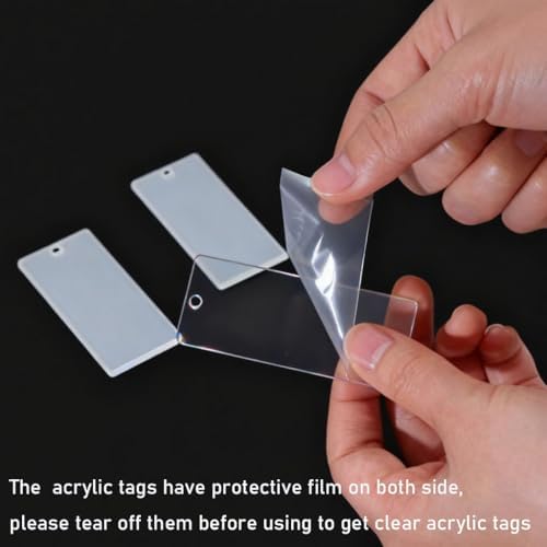 120Pcs Acrylic Keychain Blanks, BetterJonny 40Pcs Rectangle Key Tags with Key Chain Rings and Open Rings Unfinished Clear Ornament for DIY Crafting & Vinyl Projects