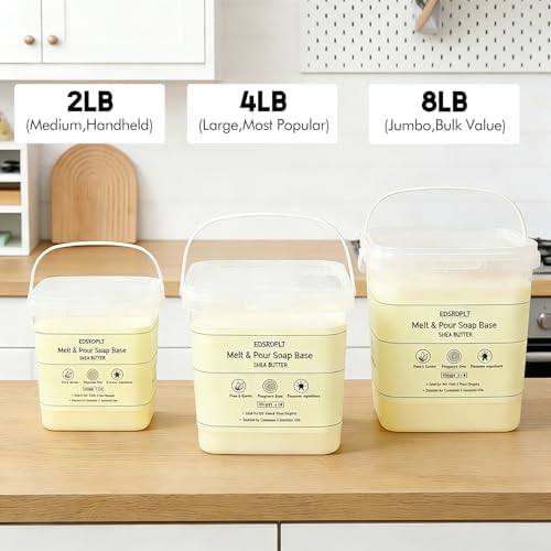2lb Shea Butter Soap Base in Bucket - Airtight Resealable Lid, Moisture Proof, Premium Glycerin Melt and Pour for DIY Soap Making Supplies (Shea Butter, 2 Pound)