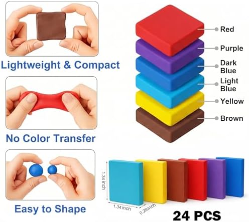24 pcs Scented Kneaded Erasers Set, Kneadable Art Erasers in Individual Plastic Cases, Soft Moldable Drawing Eraser for Sketching, Charcoal, Graphite, Clean Erasing Stationery (24, Pizza Theme)