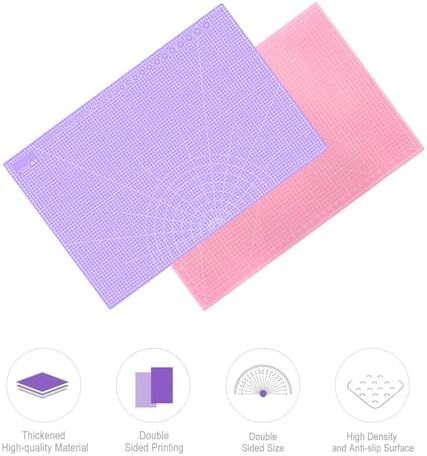 Double Sided Sewing Self Healing Cutting Mat 24 x 36 Inches, A1 Size Craft Sewing Cutting Mat for Crafts and Fabric, Purple & Pink Design