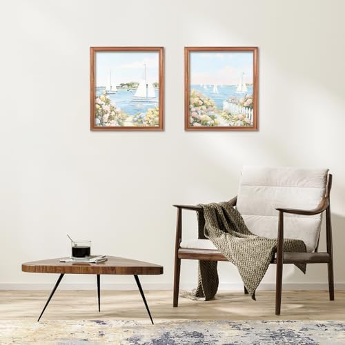 RLTXBUK Diamond Painting Kits for Adults 2 Pack, Coastal Sailboat Harbor & Hydrangea Beach Path, Full Drill DIY Diamond Dots Art Canvas for Seaside Home Decor 9.8x11.8 Inch