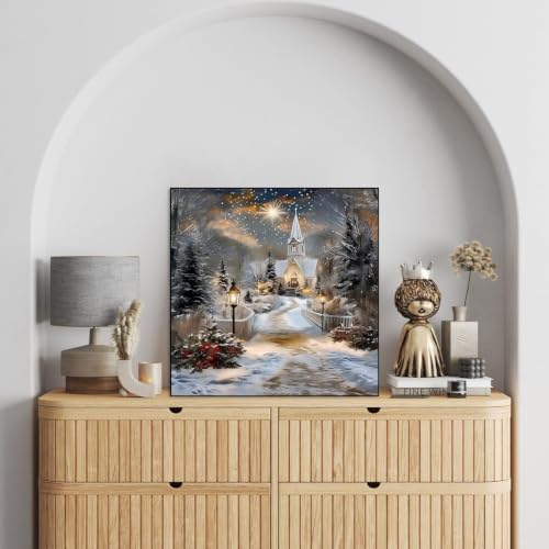 WNPOKN Christmas Winter Church Diamond Art Kits for Adults 13.8x13.8Inch