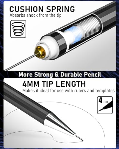 Nicpro 34PCS Black Art Mechanical Pencils Set, Metal Automatic Pencil 0.3, 0.5, 0.7, 0.9 mm & 2PCS 2mm Lead Holder (6B 4B 2B HB 2H 4H Colors) For Sketching Drawing With 19 Tube Lead Refills Case