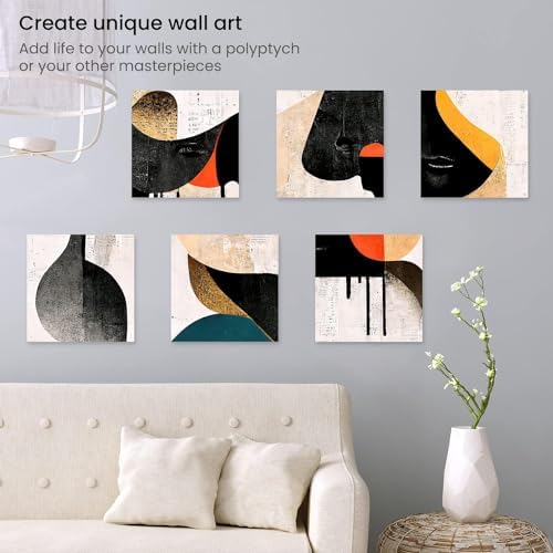 ARTEZA Premium Stretched Canvas, 12 x 12 Inches, Pack of 8, Blank White Square Canvas Boards for Acrylic, Oil and Gouache Painting
