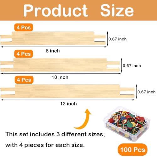 12 Pcs Stretcher Bars for Needlework, Wooden Needlepoint Stretcher Bar