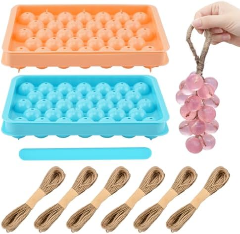 Grape Soap Molds Kit - 2Pcs DIY Handmade Soap Making Kit with Stirring Stick, Jute Rope, Reusable Soaps Molds for Homemade Soap, Candle, Resin Crafts (Without Soaps)