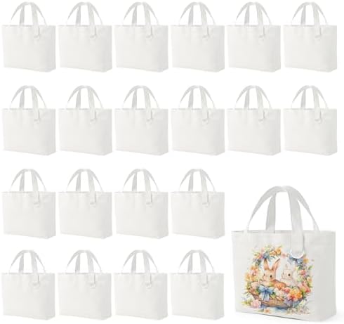 1 | 12 | 24 Pack Small Canvas Tote Bags, Mini Tote Bags Bulk for Women, DIY Blank Reusable Cute Sublimation Tote Bag