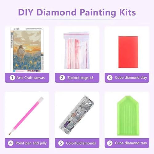 Religion Diamond Art Kits for Adults,Jesus Sea Flowers Diamond Painting