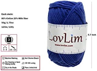 Yarn Pack, 2 skeins of 50g Each, Soft Cotton Yarn for Crochet and Knitting, Craft DK Amigurumi Yarn (Navy Blue)
