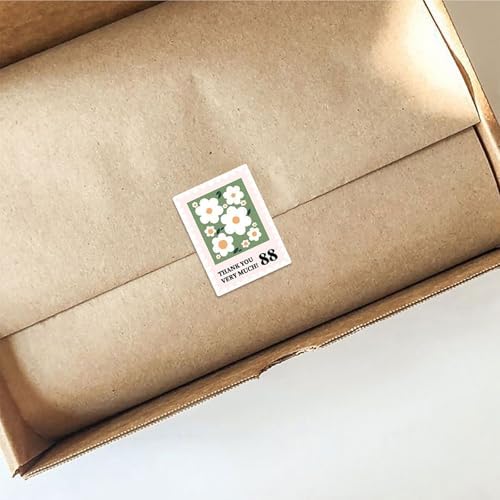 Flower Stamp Stickers,600PCS Flower Thank You Baby Shower Stickers Waterproof Label Stickers Self-Adhesive Labels for Envelopes Gift Wrap Craft