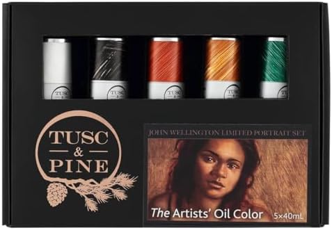 Tusc & Pine Artist Oil Paint - 40 ml Set of 5 - Limited Edition John Wellington Portrait Colors - Non-Yellowing, Maximum Pigment Load, Small Batch Milled Oil Paints Developed for Professional Artists