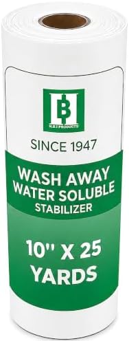HBI Wash Away Water Soluble Embroidery Stabilizer Roll, 10 in x 25 yd