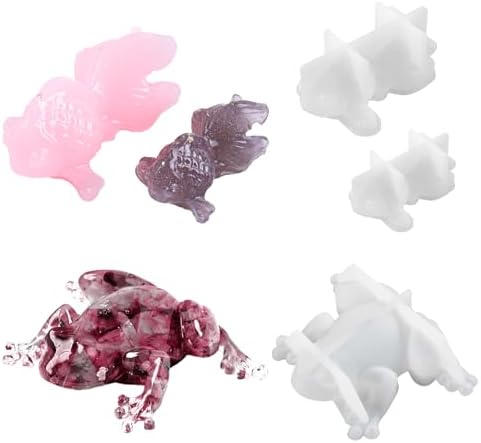 2 Pack Animal Silicone Molds, Frog Resin Molds with Realistic Shapes (Frog＆Koi Fish)