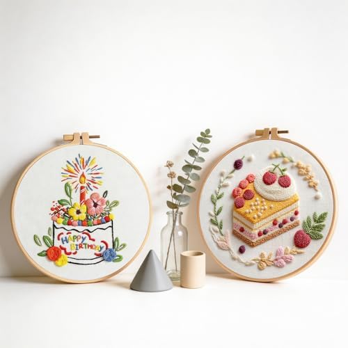 spicssa Embroidery Kit for Beginners Adults, Cross Stitch Kits with Pre-Stamped Patterns, 7.8-Inch Hoop, Threads & Needles, Step by Step Instructions, DIY Needlepoint Craft Women