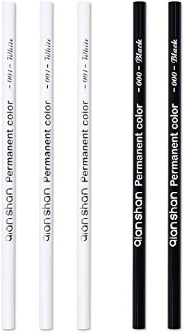 qianshan 5Pcs Black White Color Pencils - Permanent Color Drawing Pencil Oil-based Wooden Colored Pencils for Artist and Beginner Art Projects, 2 Colors of 3 White, 2 Black