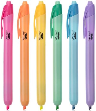 Mr. Pen- Retractable Highlighters, 6 Pack, Bright Colors