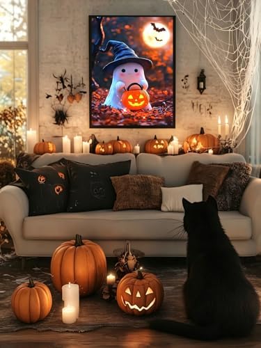 CraftBliss Halloween Paint by Numbers Kit for Adults, DIY Paint by Numbers Kits for Adults Beginners Without Frame, Acrylic Paint Canvas Painting Kits Art for Home Decor 16x20 Inch