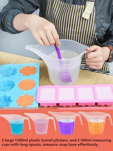 Artcome DIY Soap Making Kit with Rectangular Loaf Mold, Adjustable Wooden Cutter, Funnel Pitchers, Measuring Cups, Silicone Molds & 100 Paper Bags for Adults & Kids Craft - Ideal Gift for Occasions | Including Rectangular Loaf Mold, Adjustable Wooden C...