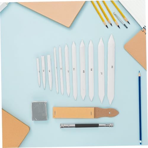 FRCOLOR 33pcs Art Blending Pencils Tools Set with Paper Stumps Sandpaper Pencil Sharpener Kneaded Eraser for Studio Work and Outdoor Sketching Comfortable Design for Hobbyists